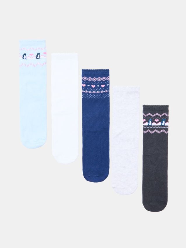 Sinsay - Șosete cu bumbac cu model de iarnă 5 perechi - multicolor