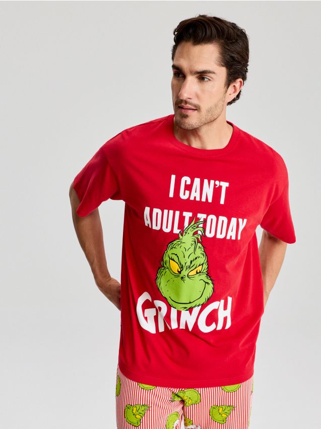Sinsay - Pijama din bumbac din două piese cu motiv de Crăciun Grinch - multicolor