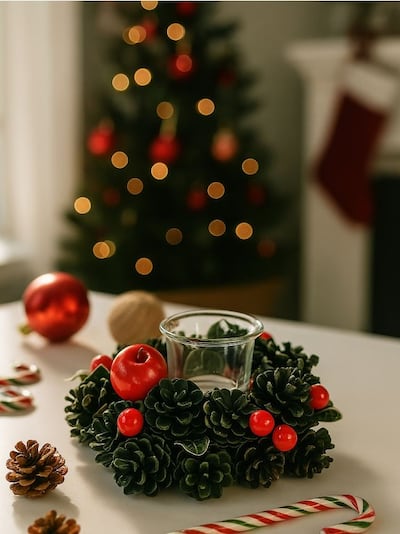 Jõulukaunistus pärg küünlajalaga