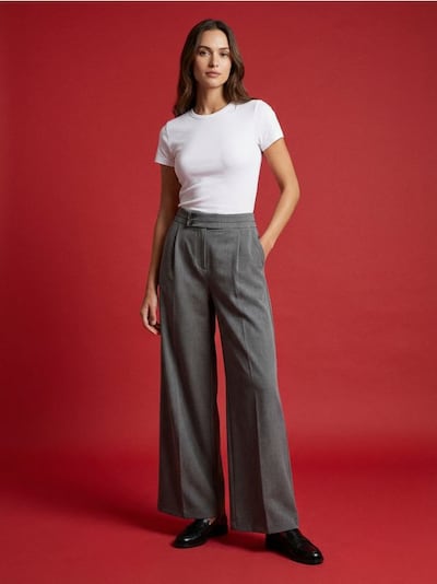 Παντελόνι wide leg με διακοσμητική ζώνη