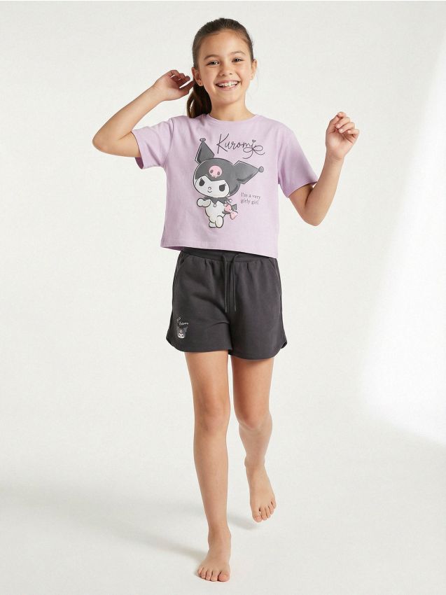 Sinsay - Tricou din bumbac cu mânecă scurtă Kuromi - lavand