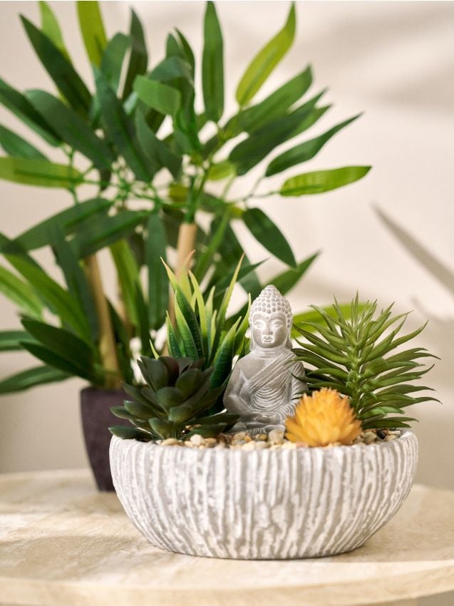Sinsay - Aranjament decorativ cu suculente și figurină Buddha în ghiveci - verde