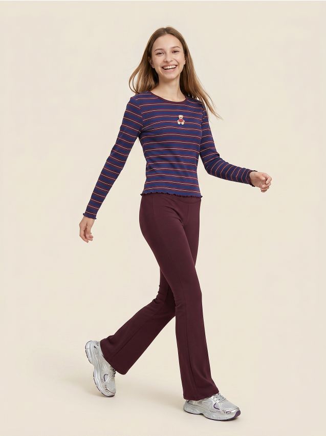 Sinsay - Bluză din bumbac cu broderie ursuleț în dungi - multicolor