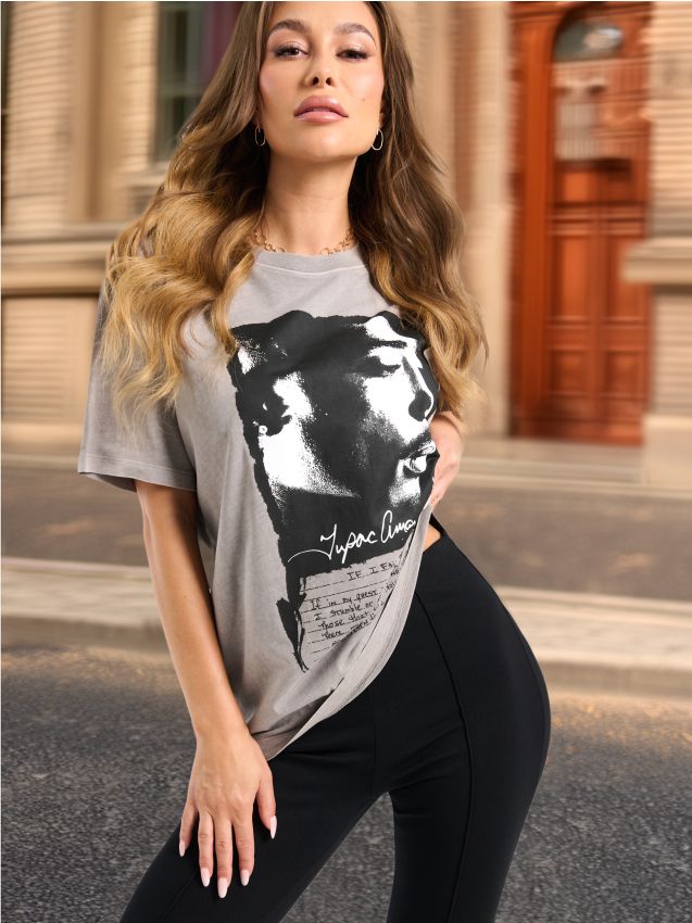 Sinsay - Tričko 2Pac - svetlošedá