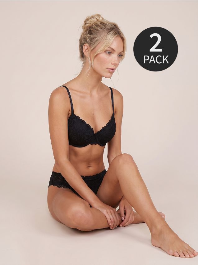 Sinsay - Chiloți tip tanga cu dantelă 2 pack - multicolor