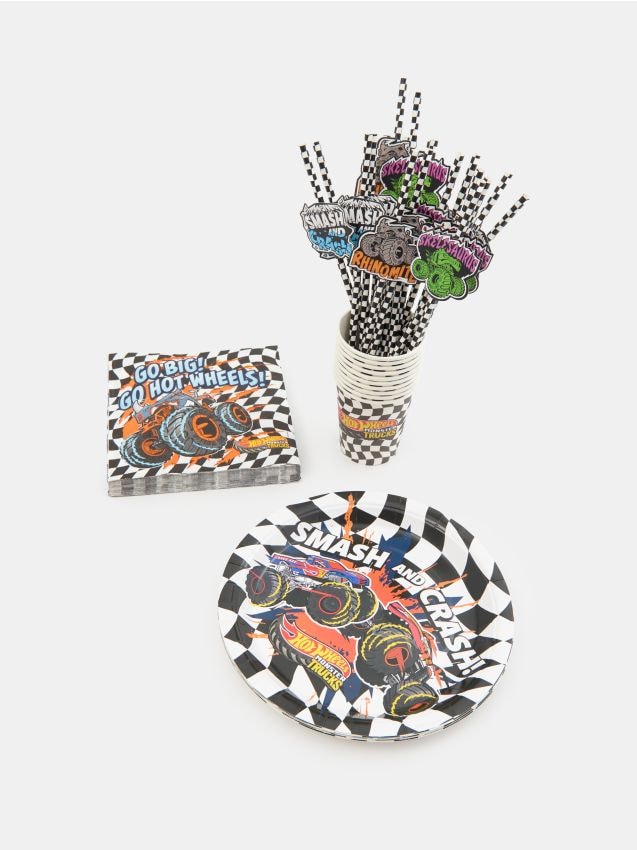 Sinsay - Set de veselă de hârtie: farfurii, șervețele, paie și pahare Hot Wheels 60 pack - multicolor