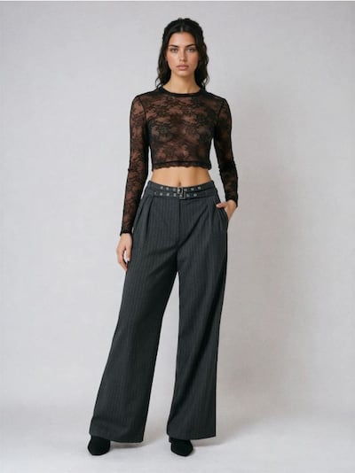 Hlače wide leg z pasom