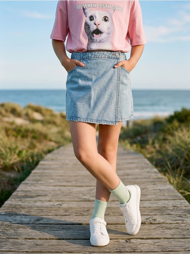 Sinsay - Fustă-pantaloni din denim - albastru