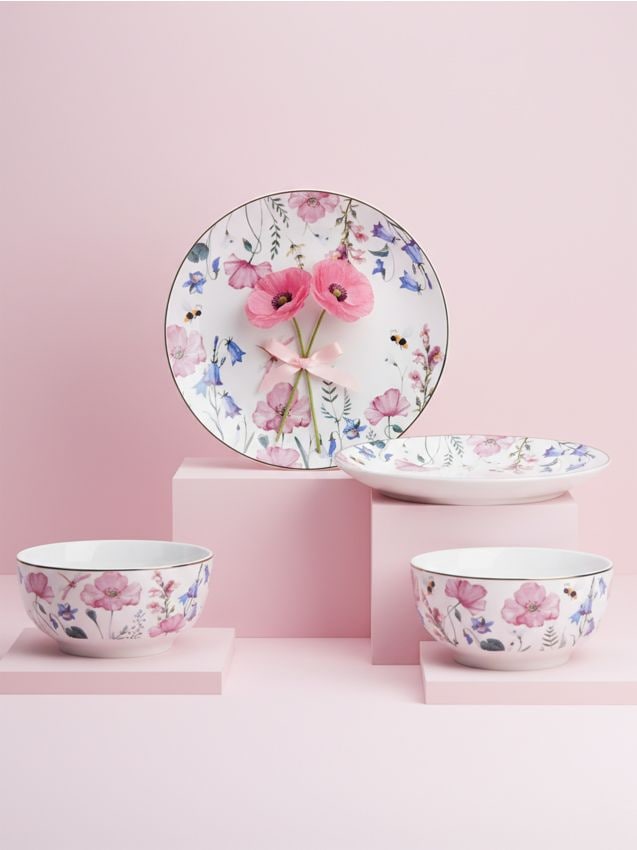 Sinsay - Boluri ceramice cu motiv floral 2 bucăți - roz-pastel