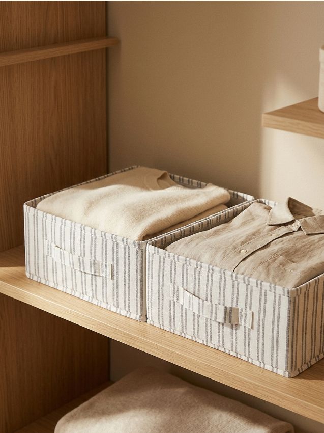 Sinsay - Cutii pliabile pentru depozitare cu dungi 2 pack - gri deschis