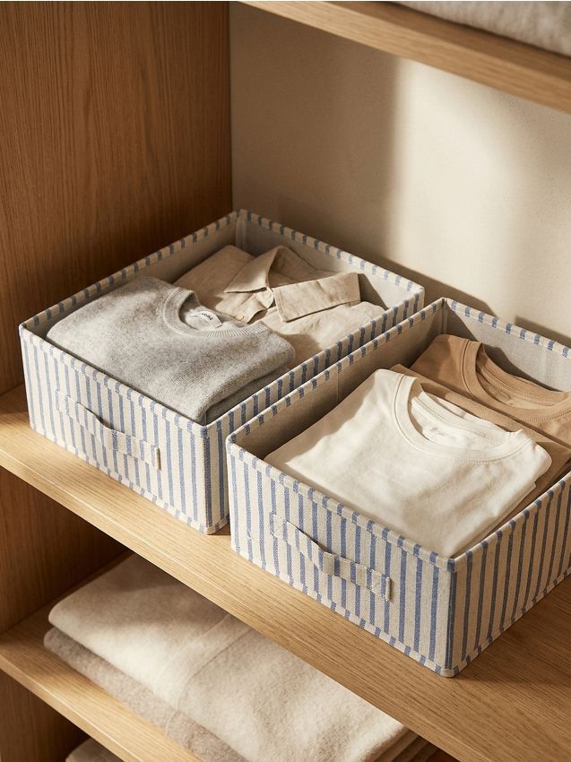 Sinsay - Cutii pliabile pentru depozitare cu dungi 2 pack - bleumarin