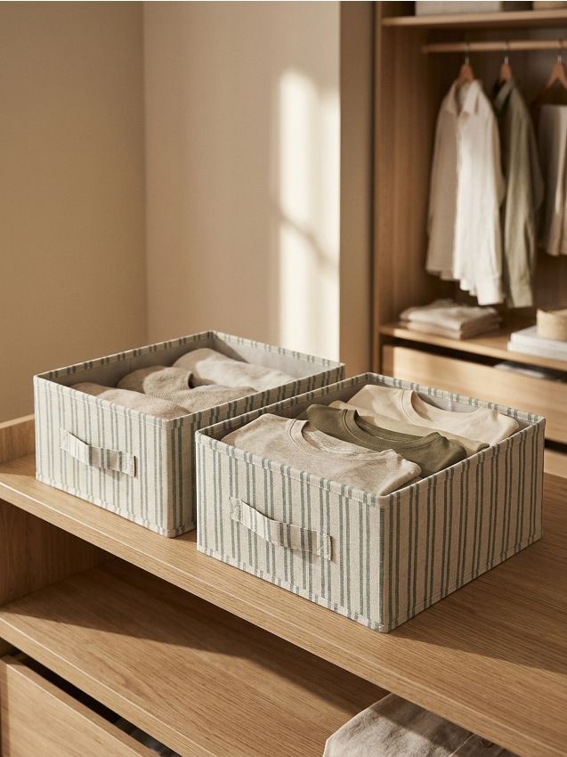 Sinsay - Cutii pliabile pentru depozitare cu dungi 2 pack - verde