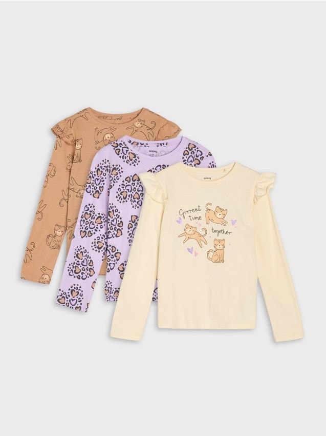 Sinsay - Tricou din bumbac cu imprimeu 3 pack - multicolor