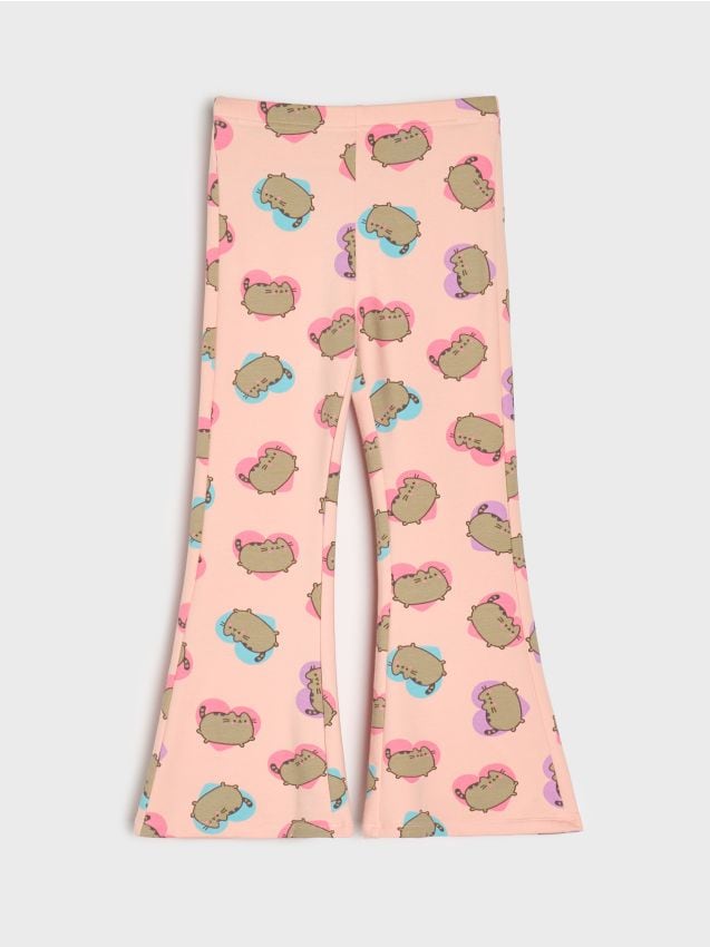 Sinsay - Spodnie flare ze wzorem Pusheen The Cat - różowy