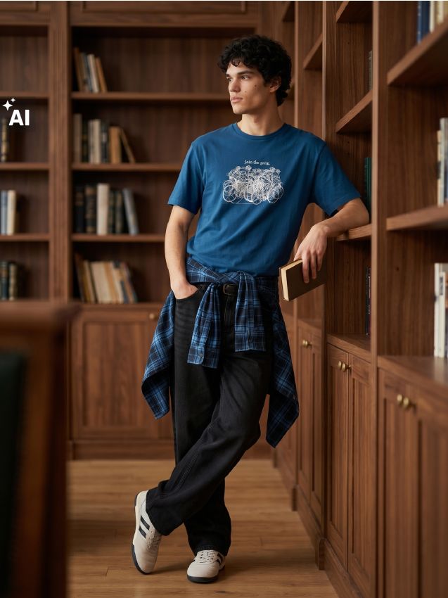 Sinsay - Pamučna majica comfort fit s motivom bicikla