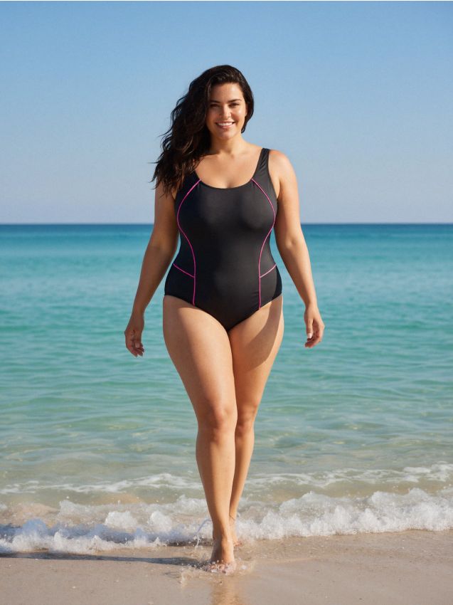 Sinsay - Costum de baie întreg cu cusături decorative - negru