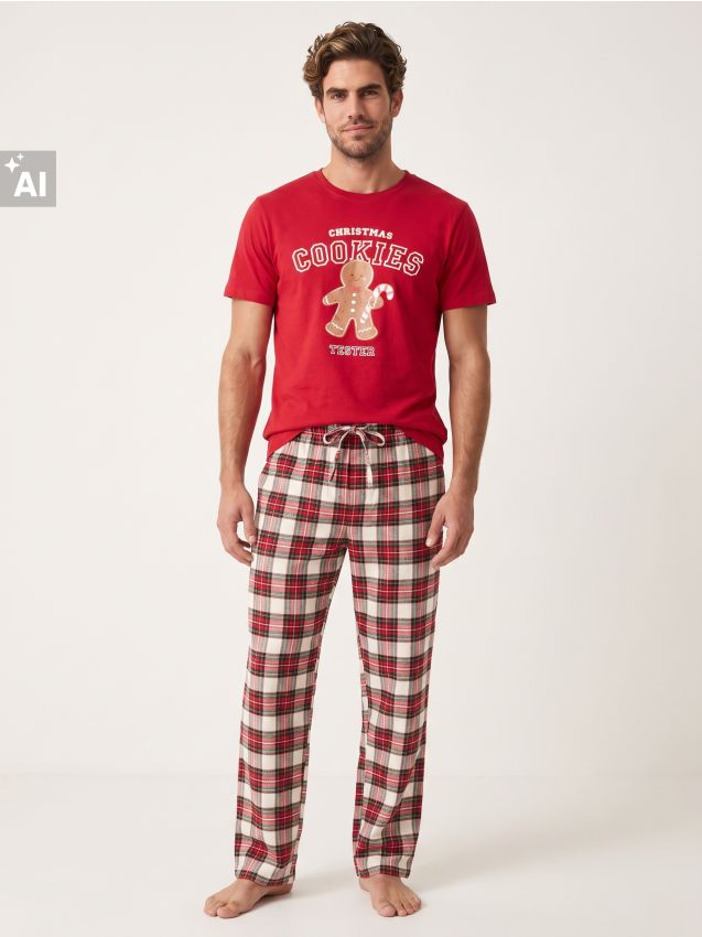 Sinsay - Pijamale două piese regular fit cu imprimeu de om de turtă dulce - multicolor