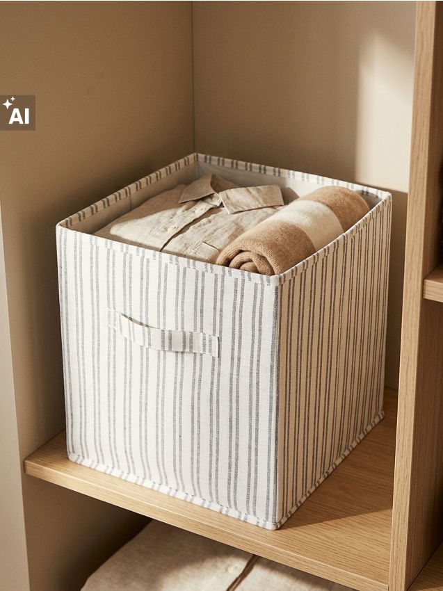 Sinsay - Cutie pliabilă pentru depozitare cu dungi - gri deschis