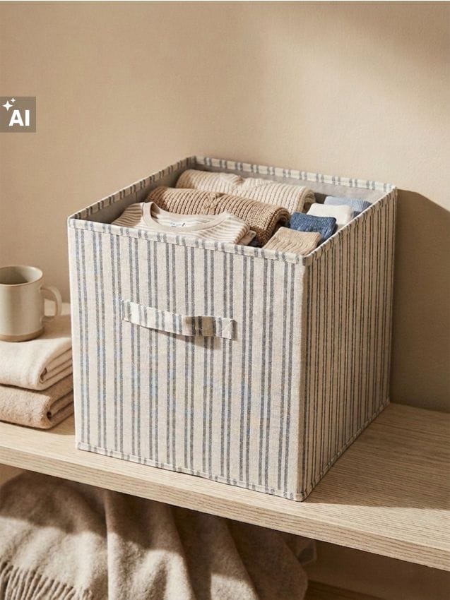 Sinsay - Cutie pliabilă pentru depozitare cu dungi - verde