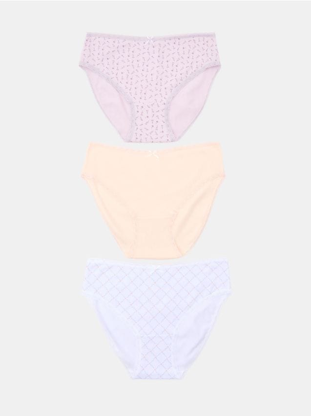 Sinsay - Bawełniane majtki figi z kokardami 3 pack - wielobarwny