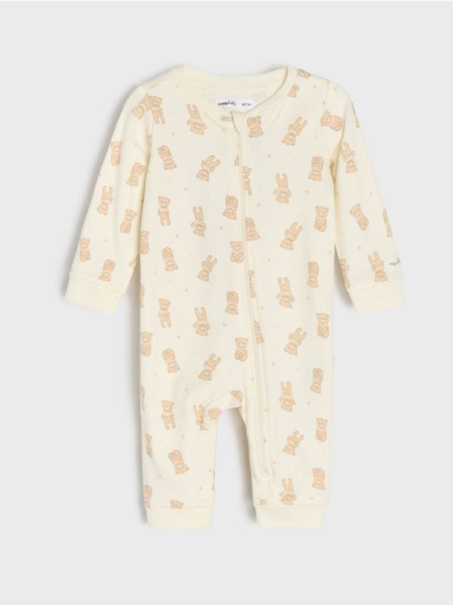 Sinsay - Salopetă din bumbac cu motiv de ursuleți - crem