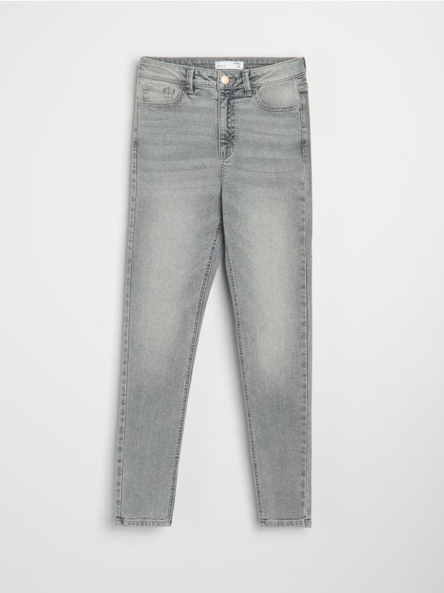 Sinsay - Spodnie jeansowe skinny - szary