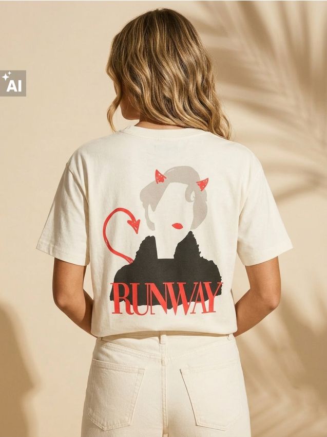 Sinsay - Tricou cu imprimeu The Devil Wears Prada - crem