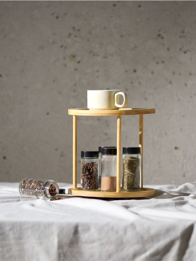 Sinsay - Organizator de bucătărie rotativ din bambus - bej