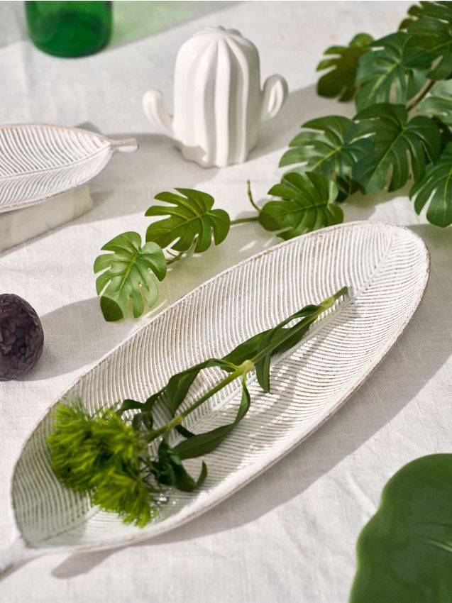 Sinsay - Tava decorativă în formă de frunză - alb