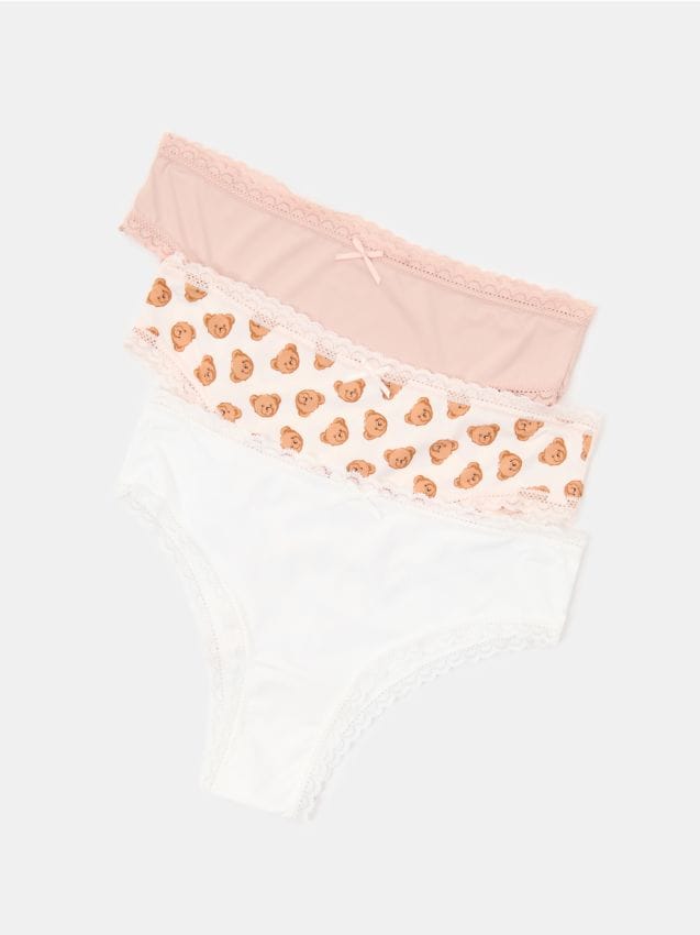 Sinsay - Chiloți brazilieni cu dantelă pachet de 3 - multicolor