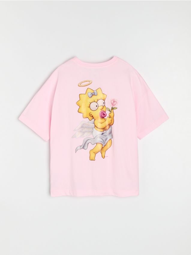 Sinsay - Bavlnená košeľa s potlačou The Simpsons - pastelová ružová