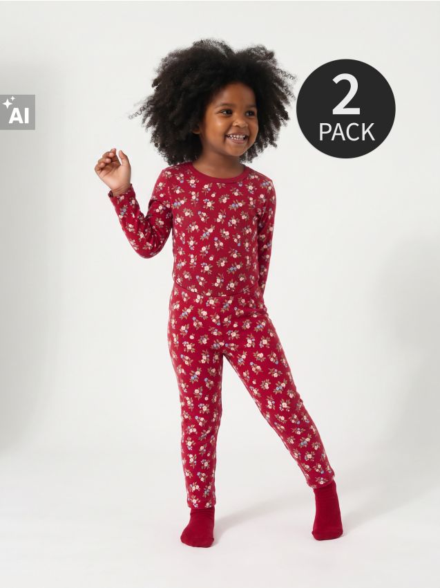 Sinsay - Colanți din bumbac cu motiv floral 2 pack - roșu