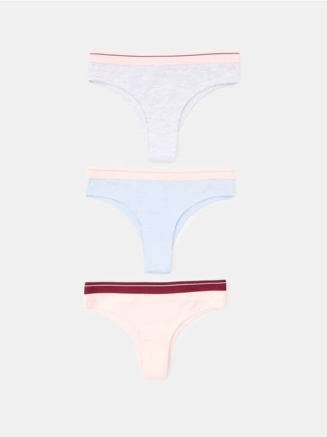 Sinsay - Chiloți brazilieni din bumbac – set de 3 bucăți - multicolor