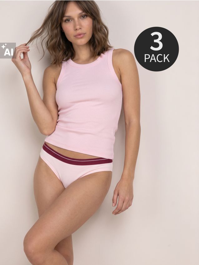 Sinsay - Chiloți brazilieni din bumbac – set de 3 bucăți - multicolor