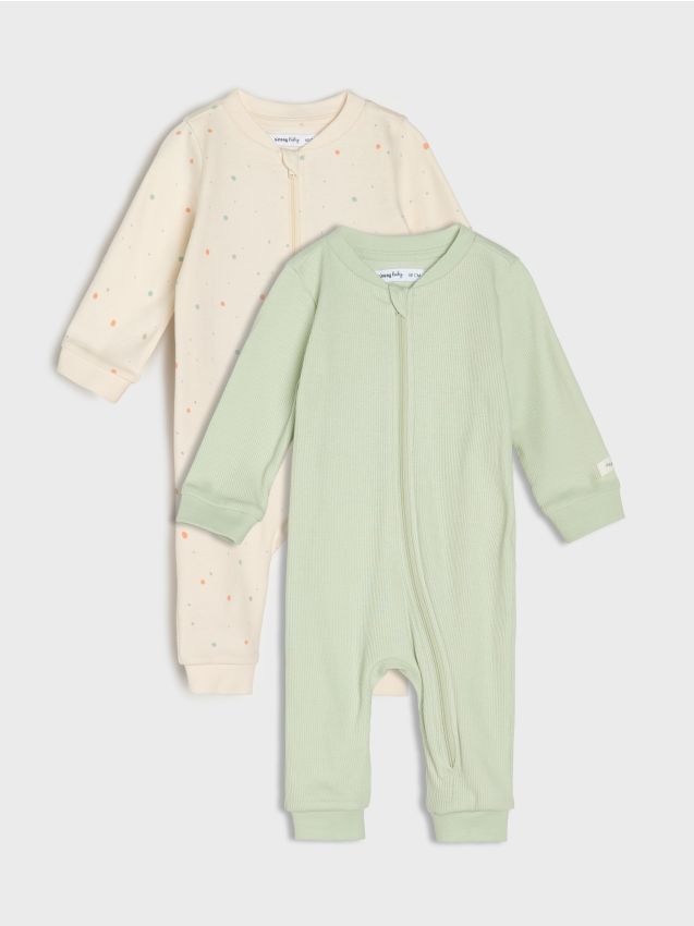 Sinsay - Set de 2 salopete din bumbac - crem