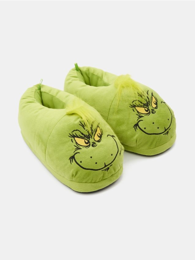 Sinsay - Teplé papuče s vianočným motívom Grinch - žlto-zelená