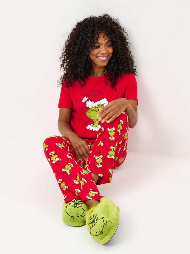 Sinsay Sinsay - Ζεστές παντόφλες με χριστουγεννιάτικο μοτίβο Grinch - κιτρινο πρασινο