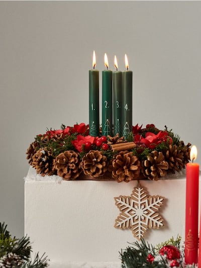 Набір свічок з різдвяним візерунком у вигляді ялинок 4 pack