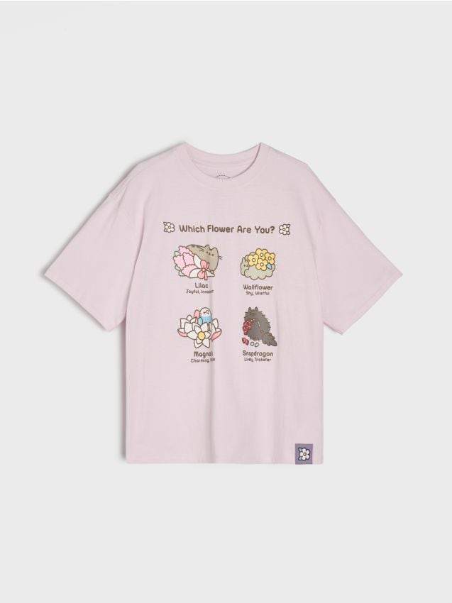 Sinsay - Tricou din bumbac cu imprimeu Pusheen the Cat - lavand