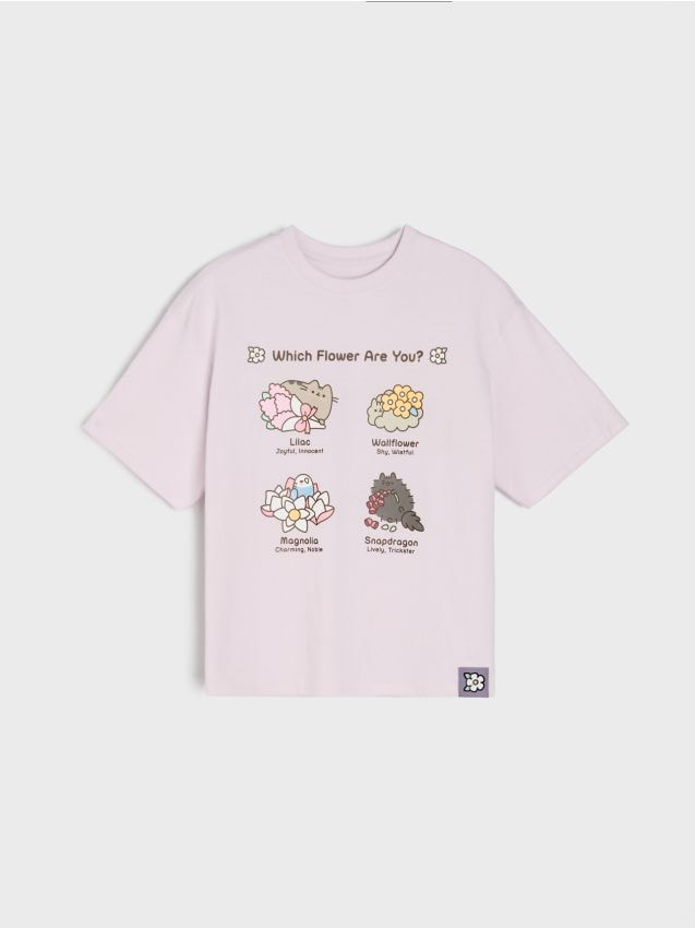 Sinsay - Tricou din bumbac cu imprimeu Pusheen the Cat - lavand