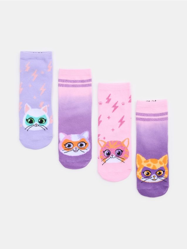 Sinsay - Șosete striate 4 pack SuperKitties - multicolor