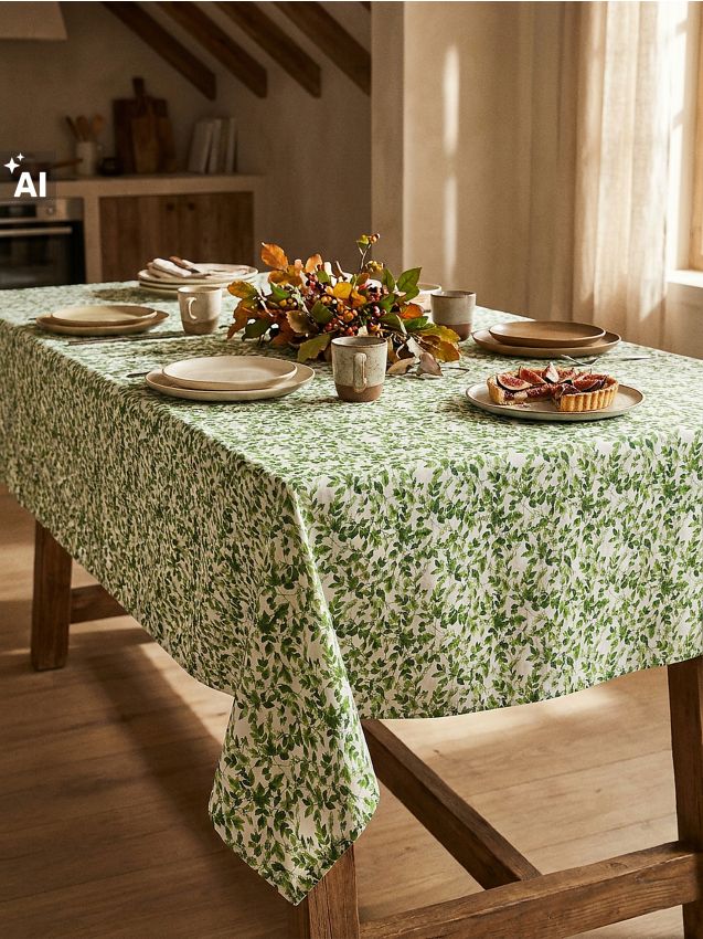 Sinsay - Față de masă cu motiv de frunze - verde