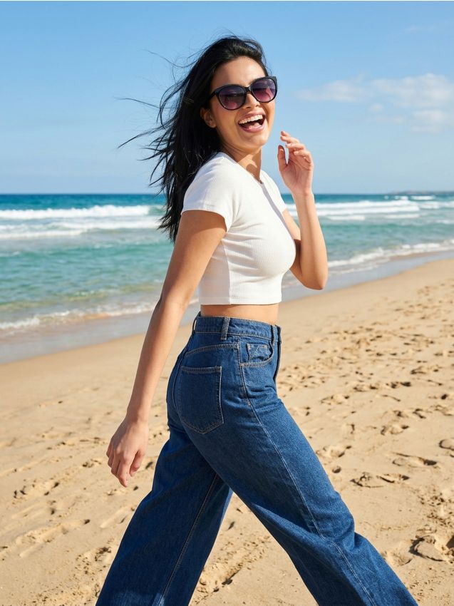 Sinsay - Crop top - bianco