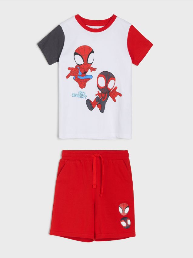 Sinsay - Set din bumbac: tricou și pantaloni scurți Spider-Man - multicolor