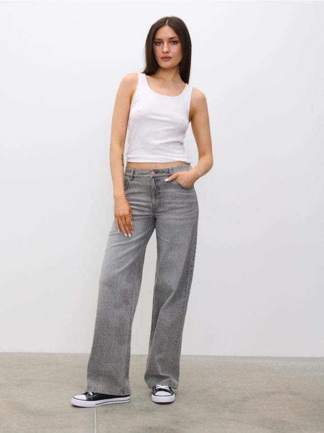 Sinsay - Rifle wide leg - šedá