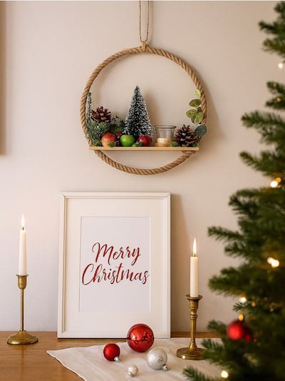 Vánoční dekorativní věnec s vánočním stromkem