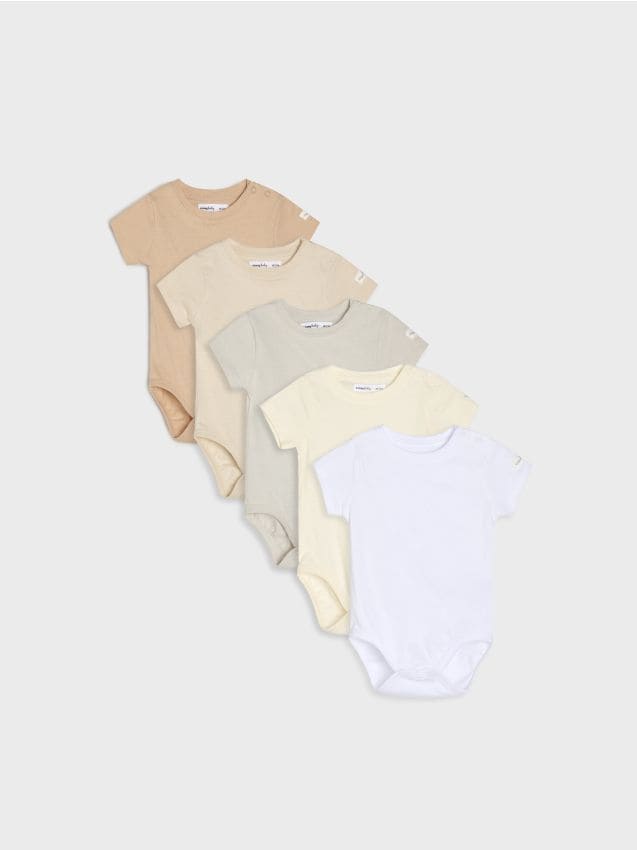 Sinsay - Set de 5 bodyuri din bumbac - nude