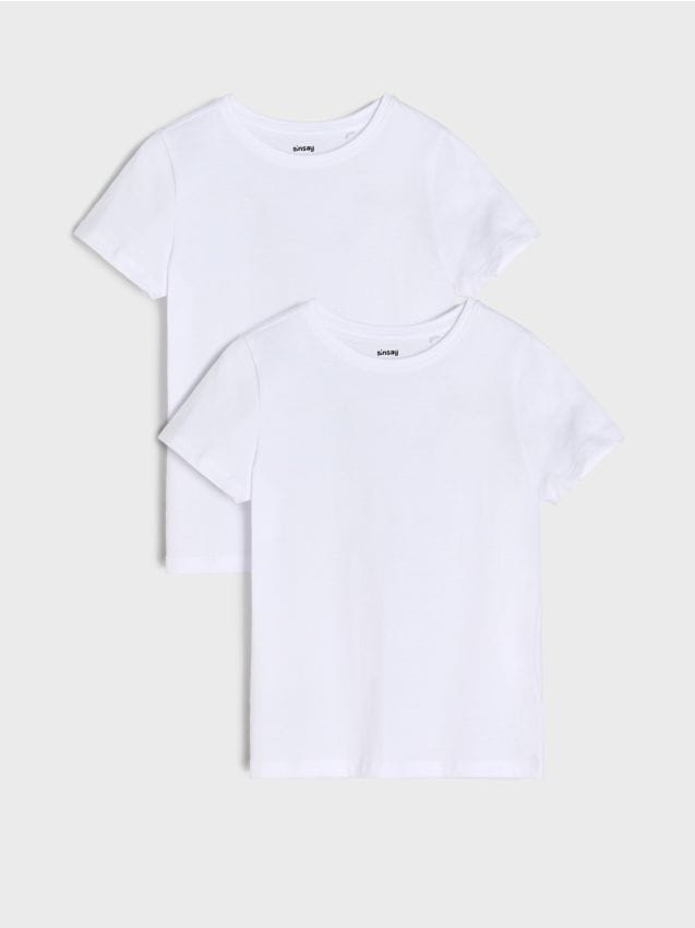 Sinsay - Tricou din bumbac 2 pack - alb