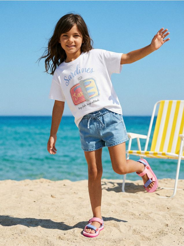 Sinsay - Șorturi din bumbac lejere cu efect de spălare - albastru