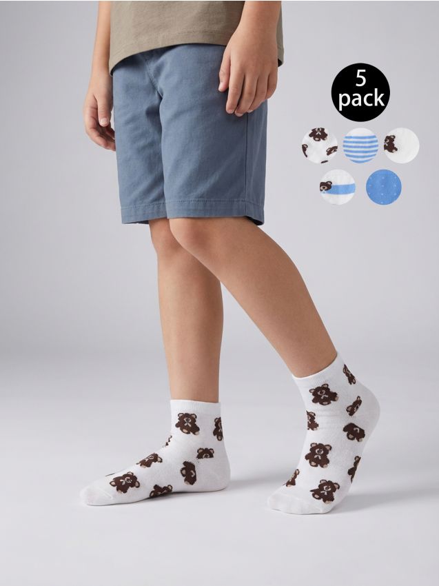 Sinsay - Set de șosete cu ursuleți, dungi și buline 5 pack - multicolor
